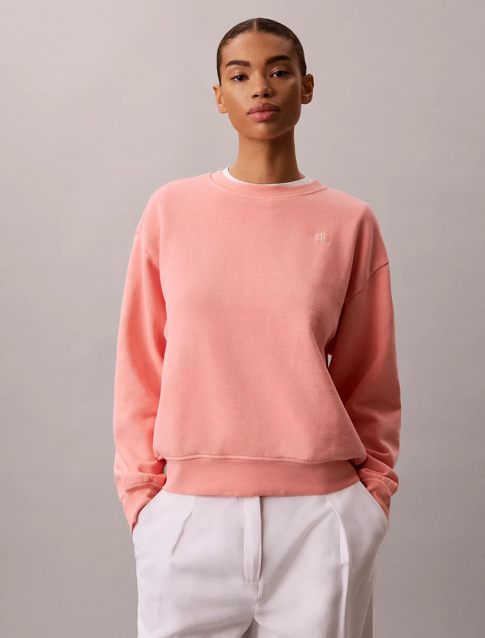 Relaxed sweatshirt met monogram van badstofkatoen