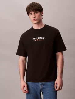 Relaxed T-shirt met grafisch bloklogo