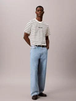 Relaxed T-shirt met logo en strepen