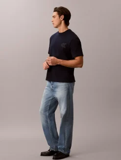 Relaxed T-shirt met logo in reliëf