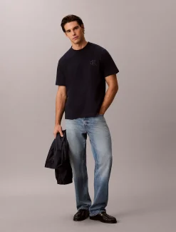 Relaxed T-shirt met logo in reliëf