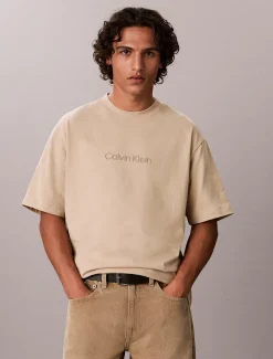 Relaxed T-shirt met logo van zwaar jersey