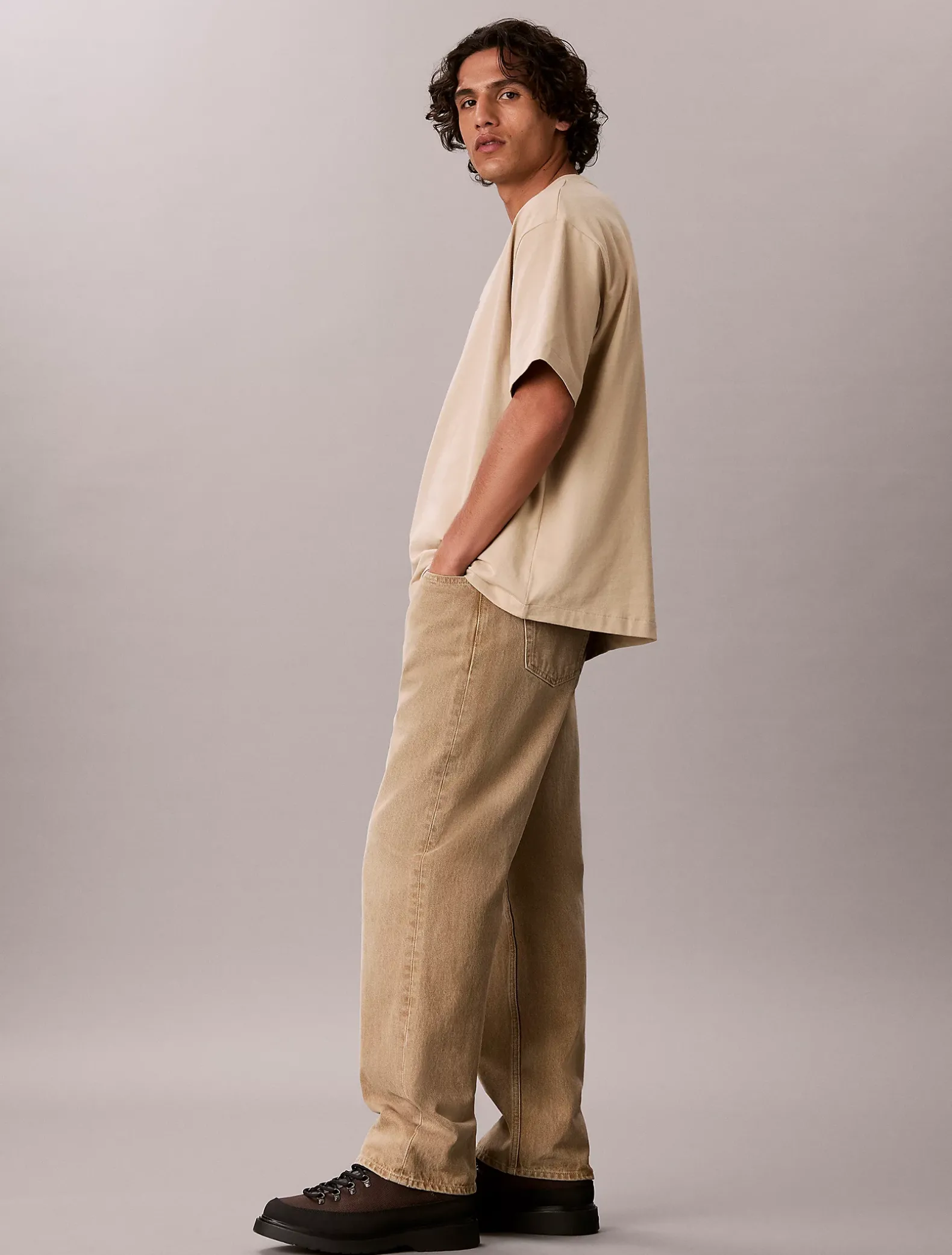 Relaxed T-shirt met logo van zwaar jersey