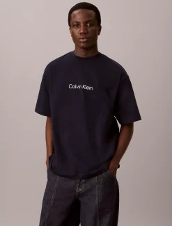 Relaxed T-shirt met logo van zwaar jersey