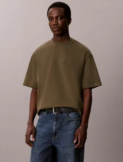 Relaxed T-shirt met logo van zwaar jersey