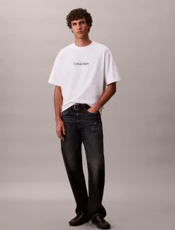 Relaxed T-shirt met logo van zwaar jersey