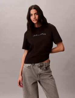 Relaxed T-shirt met scriptlogo