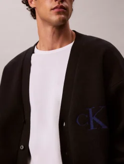 Relaxed vest met monogram-logo van katoenmix
