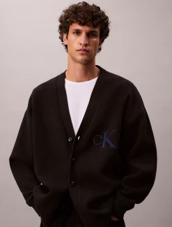 Relaxed vest met monogram-logo van katoenmix