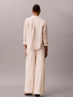 Relaxte gekreukte broek met strepen