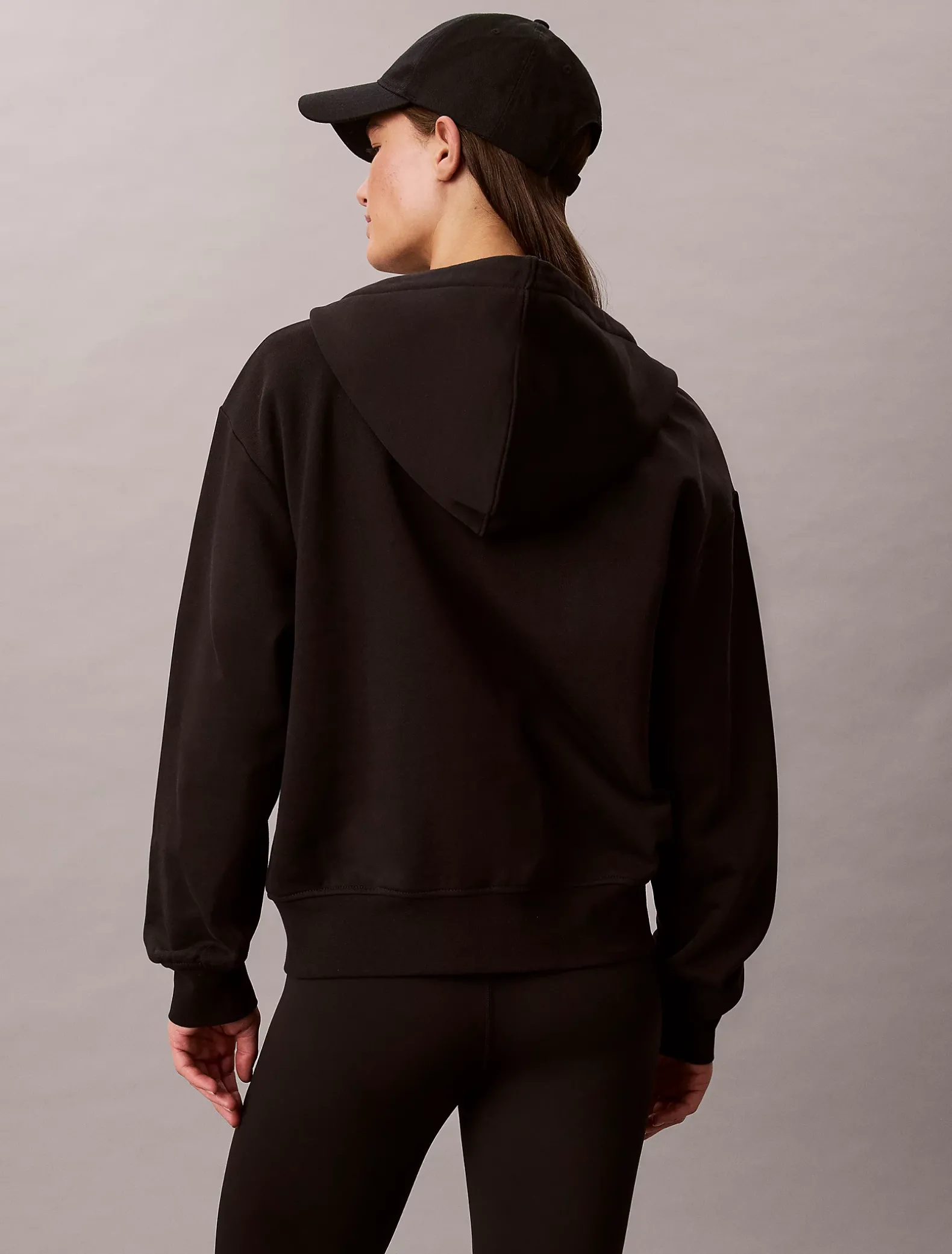 Relaxte hoodie met rits en monogram