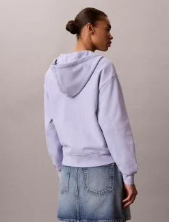 Relaxte hoodie met rits en monogram