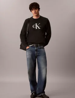 Relaxte katoenen trui met monologo