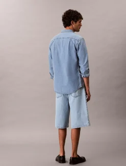 Relaxte lange denim shorts