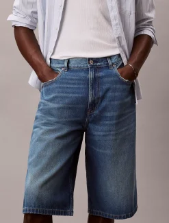 Relaxte lange denim shorts