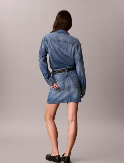 Relaxte truckerjurk van denim