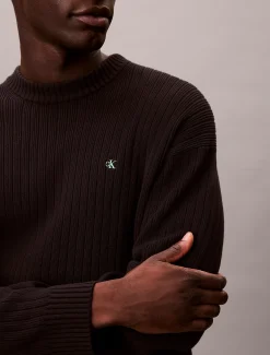 Ribkatoenen trui met monogram