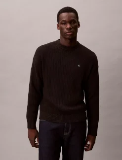 Ribkatoenen trui met monogram