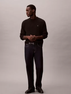 Ribkatoenen trui met monogram