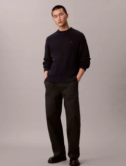 Ribkatoenen trui met monogram