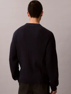 Ribkatoenen trui met monogram