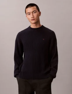 Ribkatoenen trui met monogram