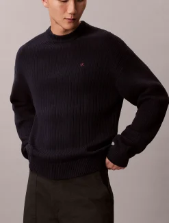 Ribkatoenen trui met monogram