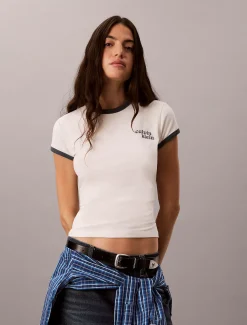 Ringer T-shirt met geborduurd logo