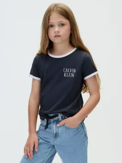 Ringer T-shirt met logo voor kinderen