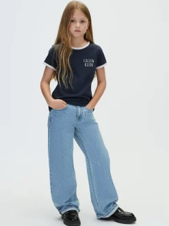 Ringer T-shirt met logo voor kinderen