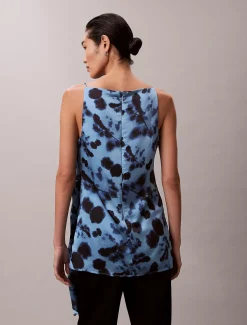 Satijnen gedraaide gedrapeerde tank met print