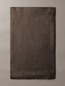Satijnen sjaal met jacquard logo