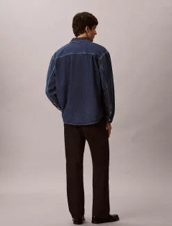 90's denim overshirt met logo