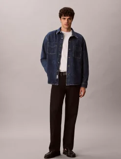 90's denim overshirt met logo
