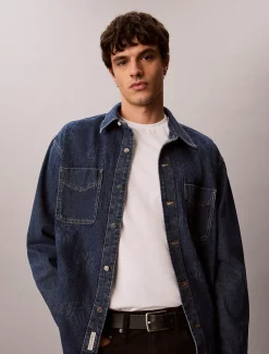 90's denim overshirt met logo