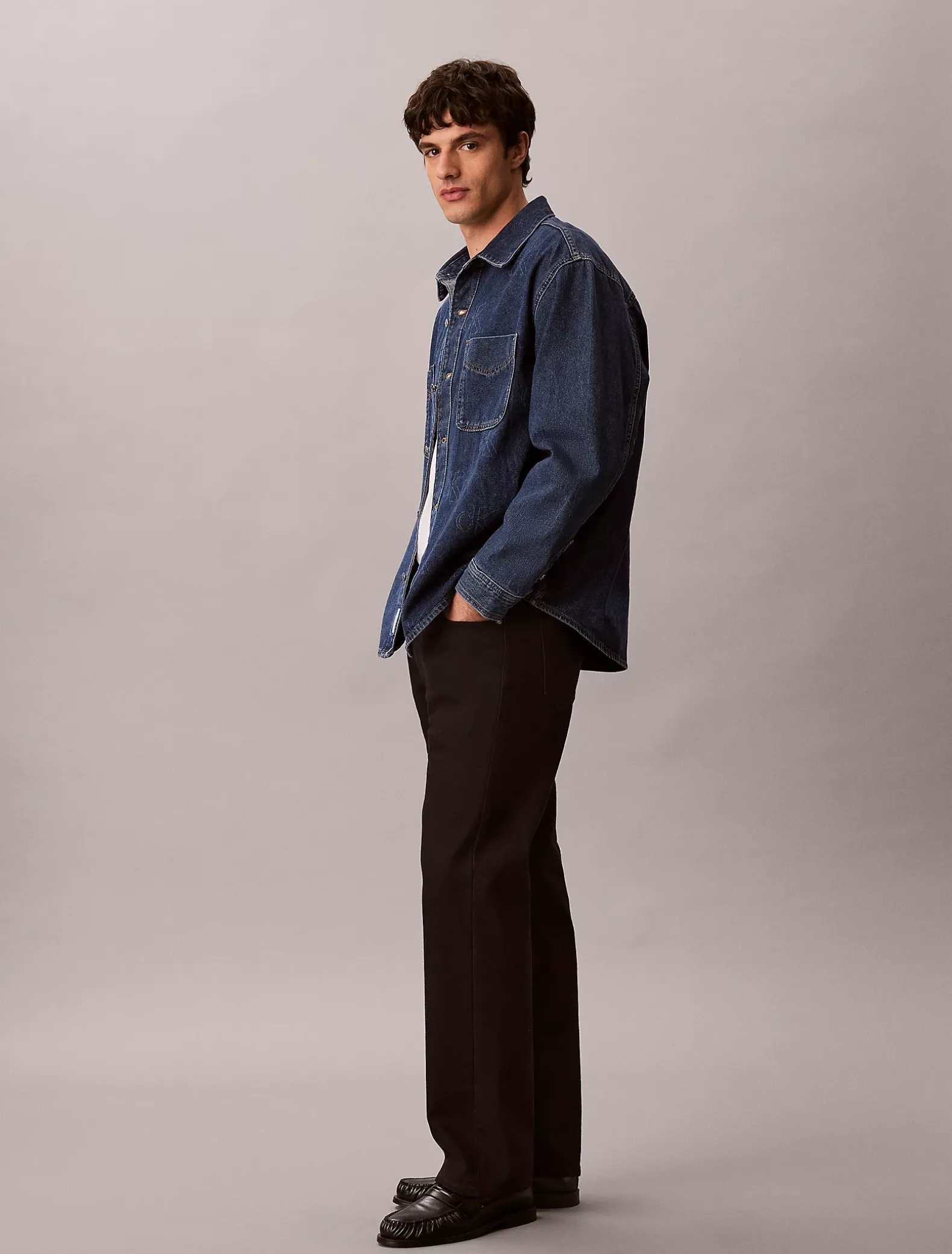 90's denim overshirt met logo