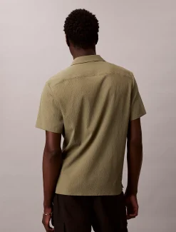 Seersucker overhemd met korte mouwen