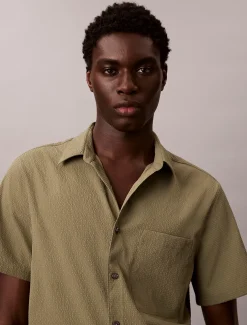 Seersucker overhemd met korte mouwen