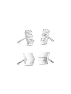 Set met 2 paar kristallen oorbellen knopjes