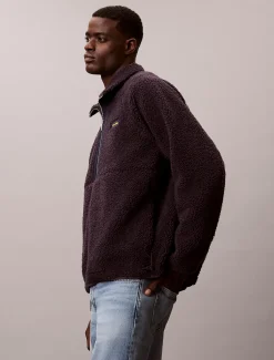 Sherpa sweatshirt met kwart rits en col