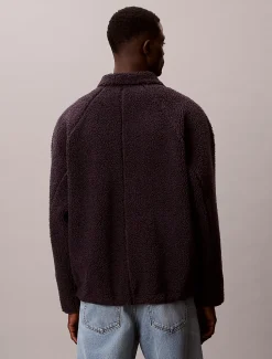 Sherpa sweatshirt met kwart rits en col