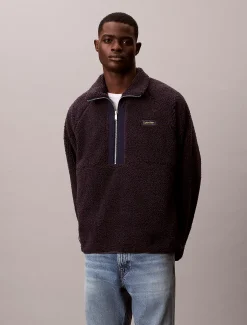 Sherpa sweatshirt met kwart rits en col