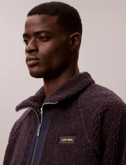 Sherpa sweatshirt met kwart rits en col
