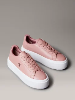 Sienna - Leren plateau sneakers met logo