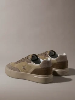 Signature-sneakers van suède met krokodillenprint