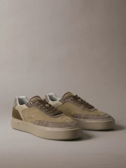 Signature-sneakers van suède met krokodillenprint