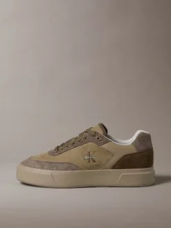 Signature-sneakers van suède met krokodillenprint