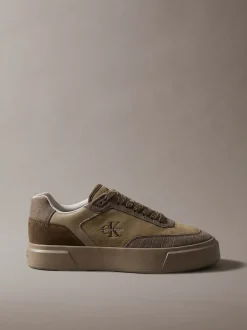 Signature-sneakers van suède met krokodillenprint