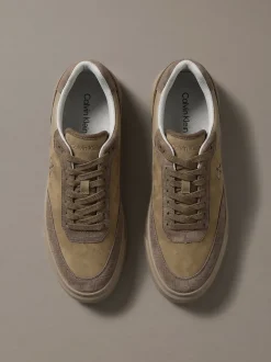 Signature-sneakers van suède met krokodillenprint