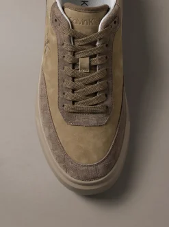 Signature-sneakers van suède met krokodillenprint